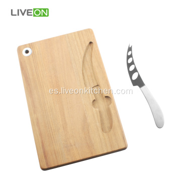 Tabla de quesos de madera con cuchillo de queso